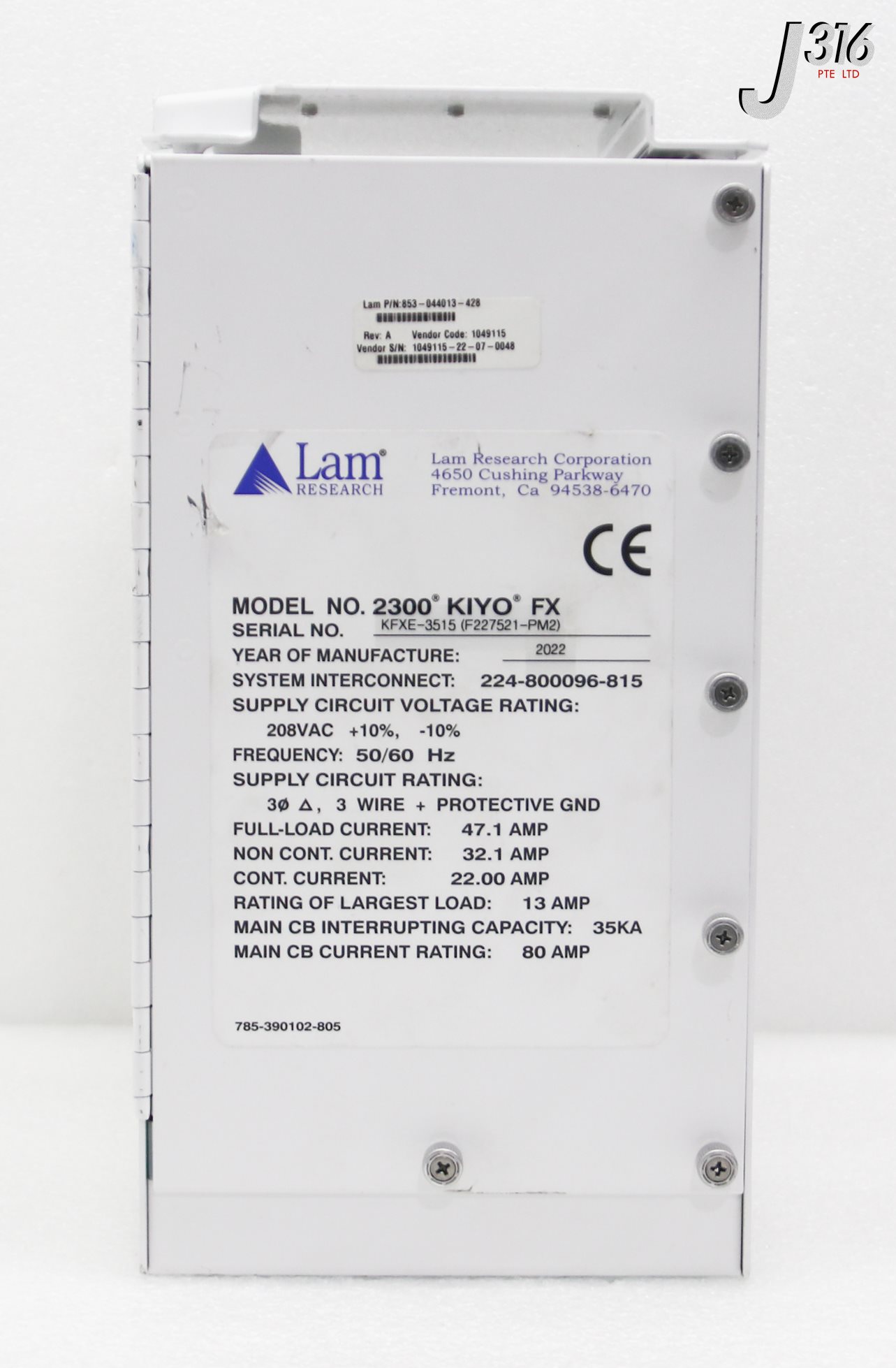 38044 LAM RESEARCH VME BOX, 2300 KIYO FX PROCESS MODULE 853-044013